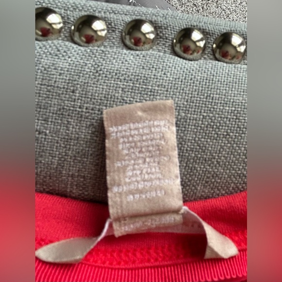 Banana Republic Tomato Orange Red Tee Top Gold Studs Embellished Soft Size M - Picture 9 of 11